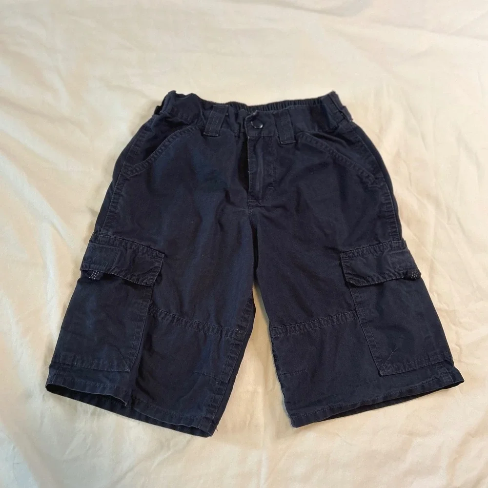 OshKosh Bgosh Boys Navy Blue Cargo Shorts Vintage Y2K Cotton Nylon Size 6